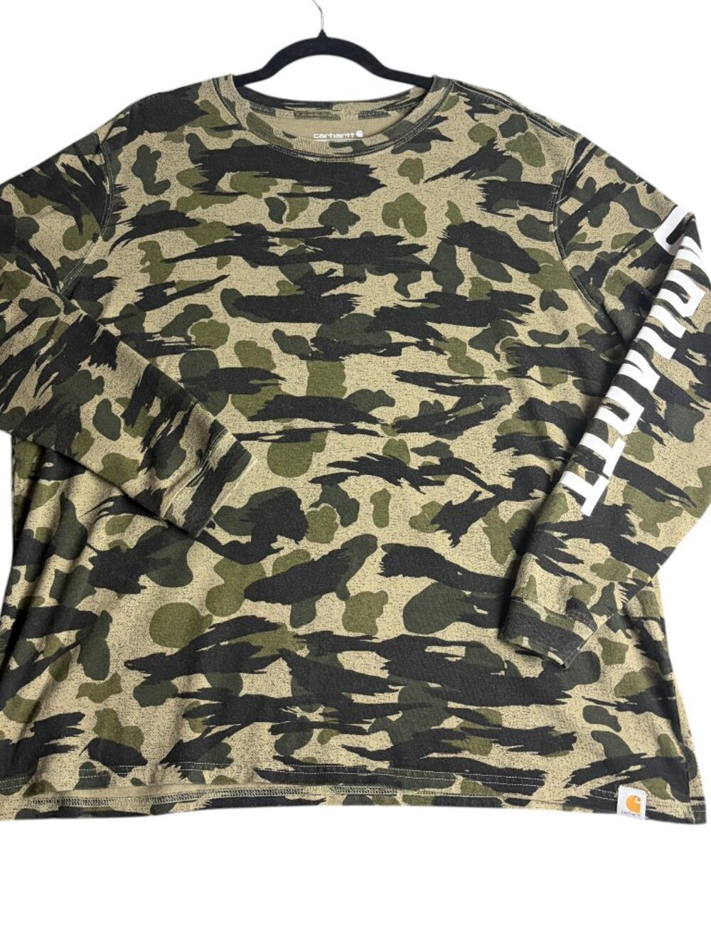 Carhartt Women's Size Xl Camo Long Sleeve Tee Shirt Casual Cotton Loose Fit Logo